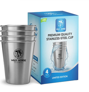 Premium Quality Stainless Steel Cups – 4 Pack - (350 ML) – for Kids, Portable, Home, Camping