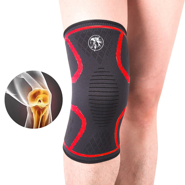 Wild Horse Global –Knee Compression Sleeve –Support for Running, Work out and Sports - Knee Protection and Injury Recovery- Single